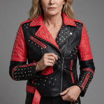 EKON Women’s Bicolor Studded Moto Jacket