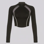 EKON Women’s Zip-Up Moto Crop Top
