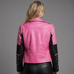 EKON Women’s Bicolor Studded Moto Jacket