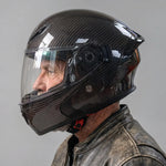 EKON Brown Carbon-Style Full-Face Helmet