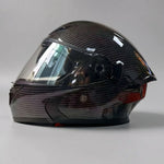EKON Brown Carbon-Style Full-Face Helmet