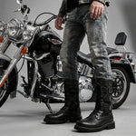 EKON Triple-Buckle Biker Boots