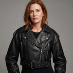 EKON RebelCrop Belted Moto Jacket
