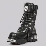 EKON MetalForge Leather Platform Biker Boots