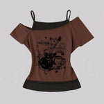 EKON Women’s Moto Graphic Cold-Shoulder Tee