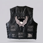 EKON Patchwork Sheepskin Moto Vest