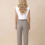 White Cropped Sleeveless Blouse with Statement Buttons