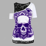 EKON Women’s Lace Skull Graphic Tee