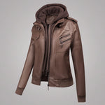 EKON Women’s Layered-Hood Moto Jacket