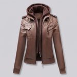 EKON Women’s Layered-Hood Moto Jacket