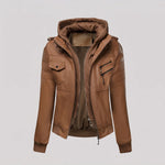 EKON Women’s Layered-Hood Moto Jacket