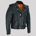 EKON Leather Belted Biker Jacket
