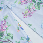 Light Blue Floral Print Ruched Maxi Dress