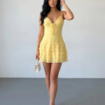 Yellow Ruffle Tiered Cami Mini Dress