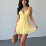 Yellow Ruffle Tiered Cami Mini Dress