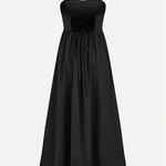 Black Lace-Up Back Textured Maxi Cami Dress