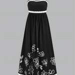 Black Lace-Up Back Textured Maxi Cami Dress