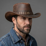 EKON Studded Leather Western Hat