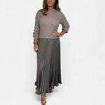 Knitted Maxi Dress with Pleated Skirt