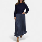 Knitted Maxi Dress with Pleated Skirt