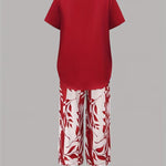 Arvessa™ | Casual Leaf Print Two Piece Set