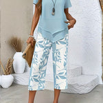 Arvessa™ | Casual Leaf Print Two Piece Set