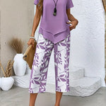 Arvessa™ | Casual Leaf Print Two Piece Set