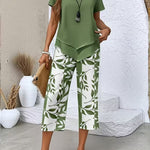 Arvessa™ | Casual Leaf Print Two Piece Set
