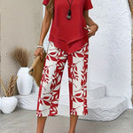Arvessa™ | Casual Leaf Print Two Piece Set