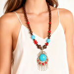 Bohemian Braided Rice Bead Necklace Sweater Chain