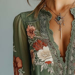 Sienna | Lace Trim Floral Blouse