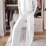 Solid Color V-neck Top & Pants Two-piece Set