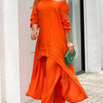 Fashionable Solid Color Two-piece Set