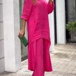 Fashionable Solid Color Two-piece Set