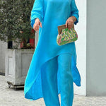 Fashionable Solid Color Two-piece Set