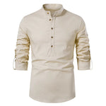 Henley Collar Linen Top Shirt