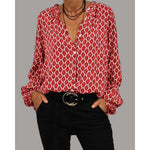 Vivienne | Geometric Print V-Neck Blouse
