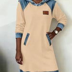 Isabelle Laurent | Contrast Hooded Casual Dress For Women
