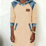 Isabelle Laurent | Contrast Hooded Casual Dress For Women