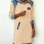 Isabelle Laurent | Contrast Hooded Casual Dress For Women