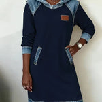 Isabelle Laurent | Contrast Hooded Casual Dress For Women