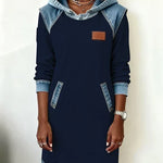 Isabelle Laurent | Contrast Hooded Casual Dress For Women