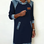 Isabelle Laurent | Contrast Hooded Casual Dress For Women