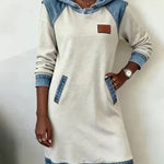 Isabelle Laurent | Contrast Hooded Casual Dress For Women