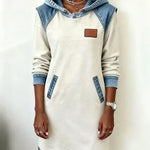 Isabelle Laurent | Contrast Hooded Casual Dress For Women