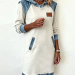 Isabelle Laurent | Contrast Hooded Casual Dress For Women