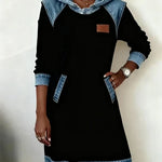 Isabelle Laurent | Contrast Hooded Casual Dress For Women