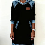 Isabelle Laurent | Contrast Hooded Casual Dress For Women