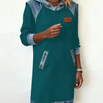 Isabelle Laurent | Contrast Hooded Casual Dress For Women