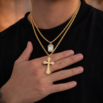 Double Layer Cross Necklace Set